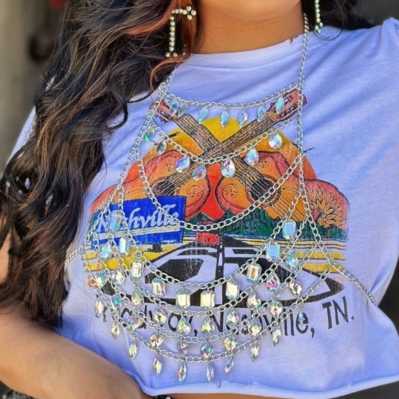 southern fried chics Jewelry - Aurora Borealis Rainbow Rhinestone C Bling Top Southern Fried Chics Bout…
